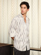 Campus Sutra Metallic-Gradient Pleated Shirt