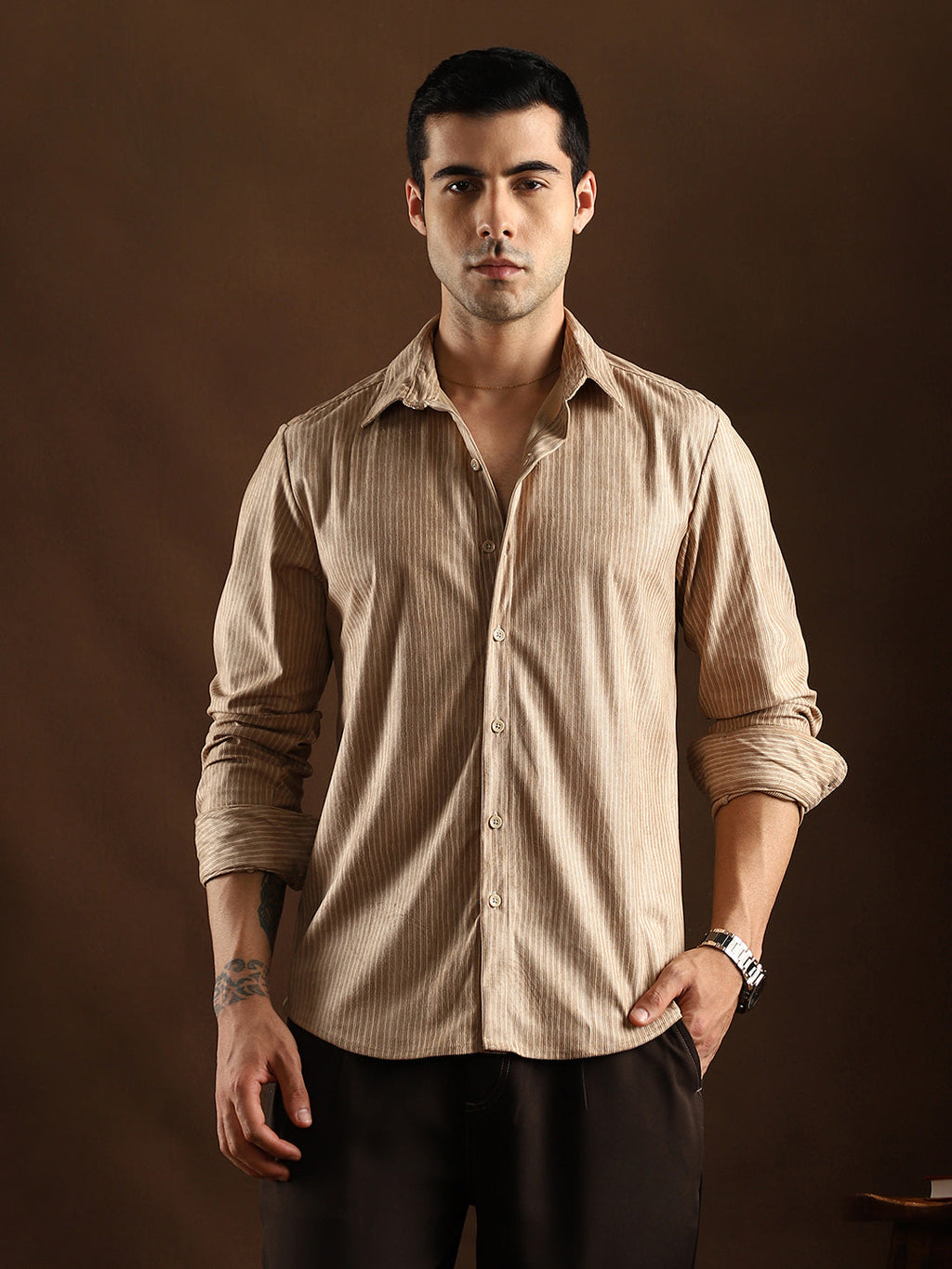Campus Sutra Rhythm-Weave Shirt