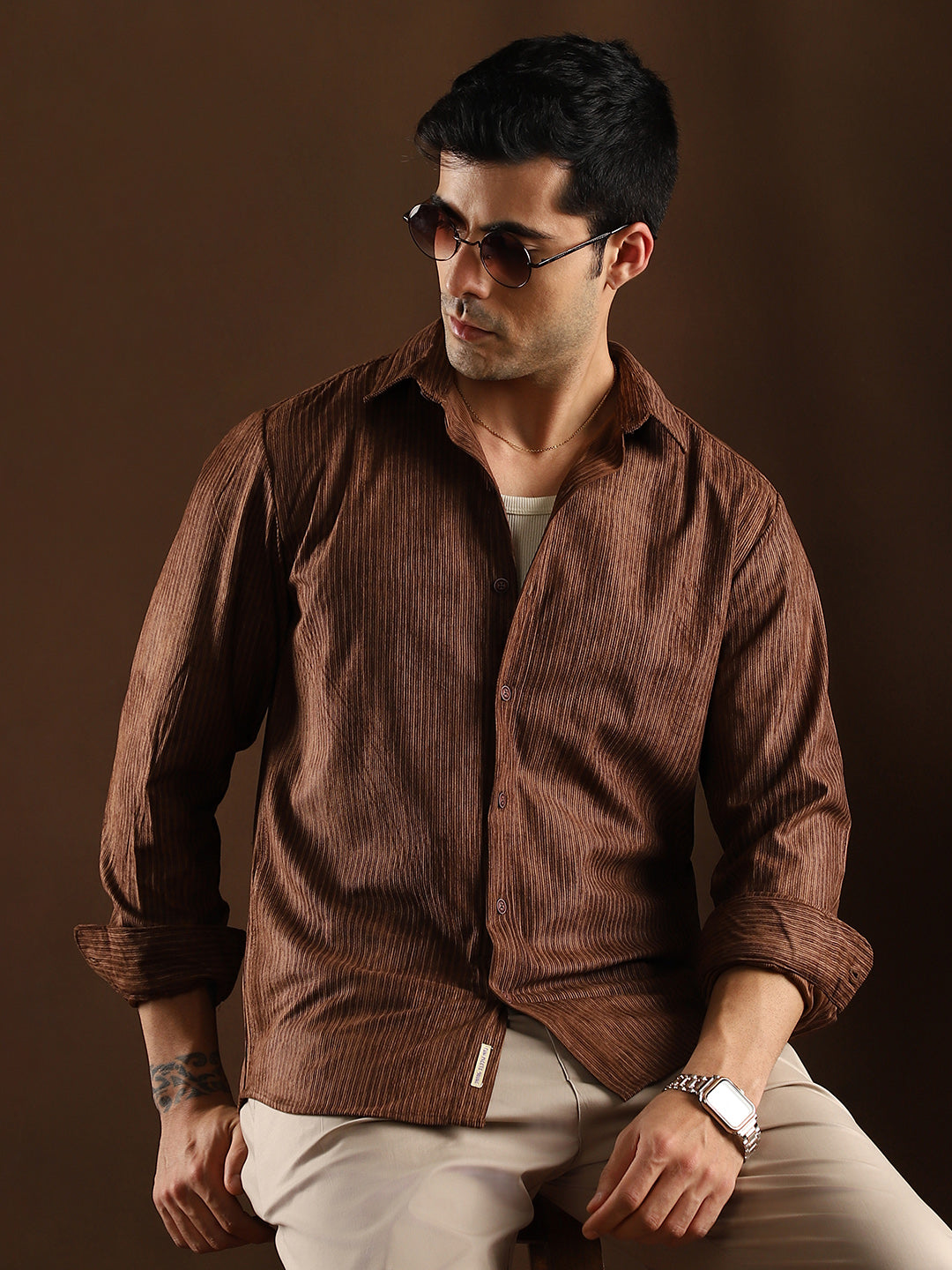 Campus Sutra Rhythm-Weave Shirt