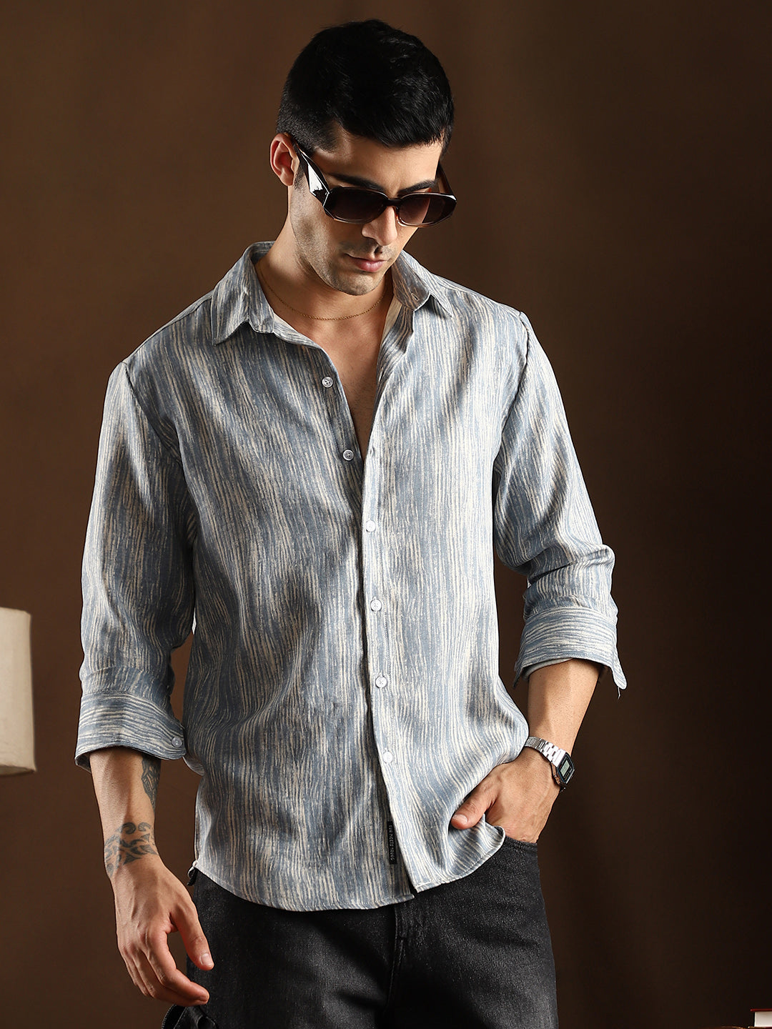 Campus Sutra Distortion-Weave Shirt