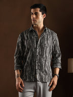 Campus Sutra Distortion-Weave Shirt