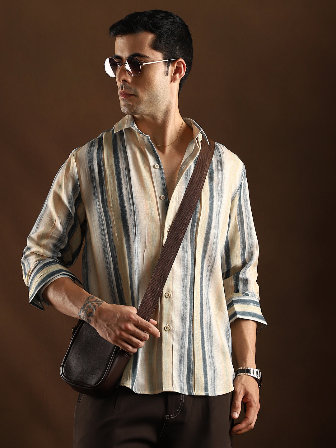 Campus Sutra Striped-Strokes Shirt