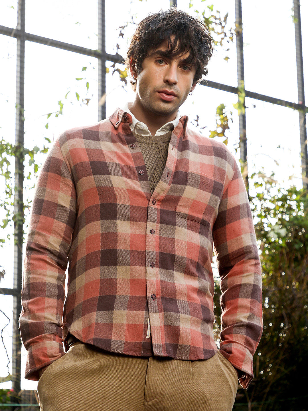 Campus Sutra Button-Down Gradient-Buffalo Shirt