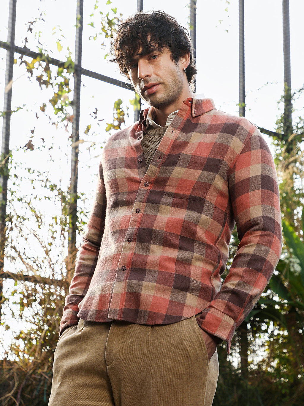 Campus Sutra Button-Down Gradient-Buffalo Shirt