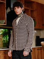Campus Sutra Hazy-Geometric Jacquard Shirt
