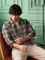 Campus Sutra Button-Down Gradient-Plaid Shirt