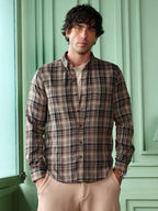 Campus Sutra Button-Down Gradient-Plaid Shirt