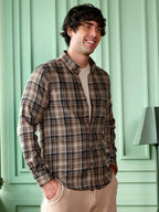 Campus Sutra Button-Down Gradient-Plaid Shirt