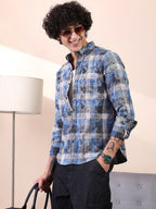 Campus Sutra Faded-Plaid Regular Shirt
