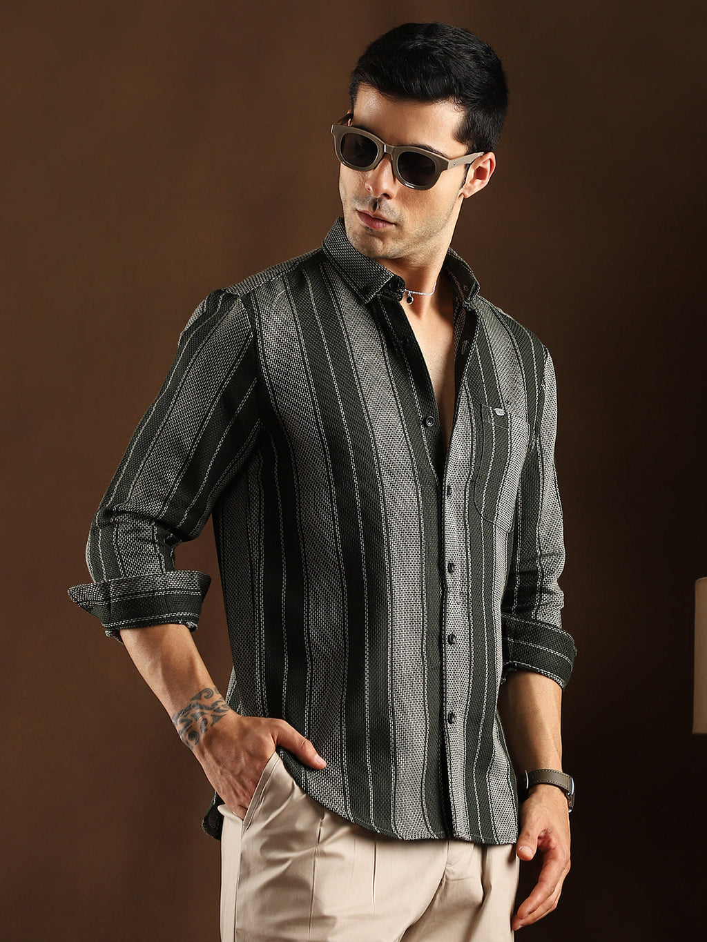 Campus Sutra Multitrack-Striped Regular Shirt