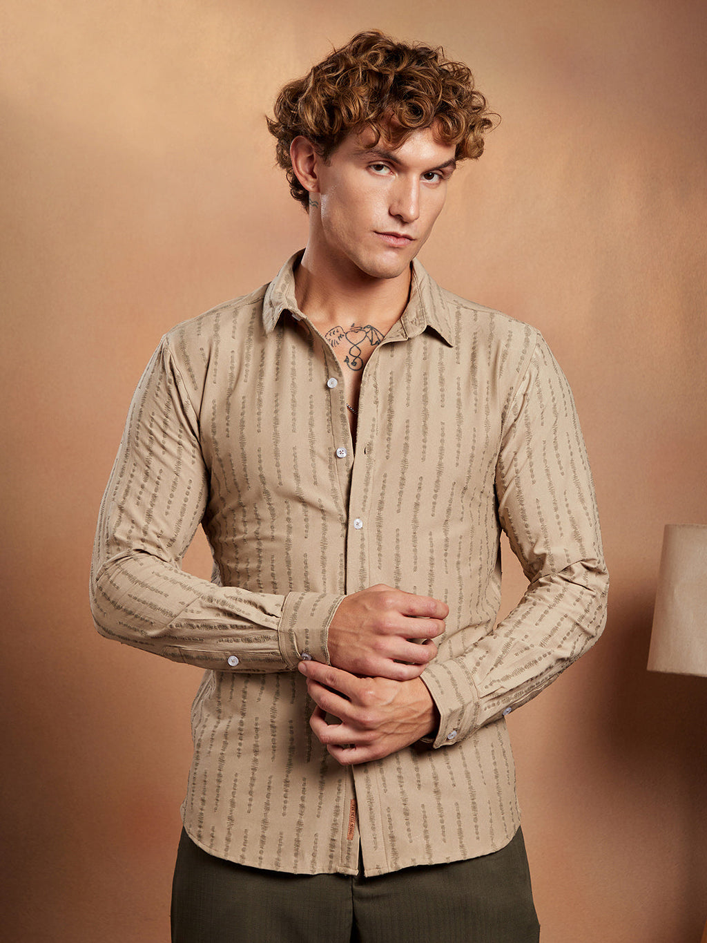 Campus Sutra Tassel-Weave Shirt