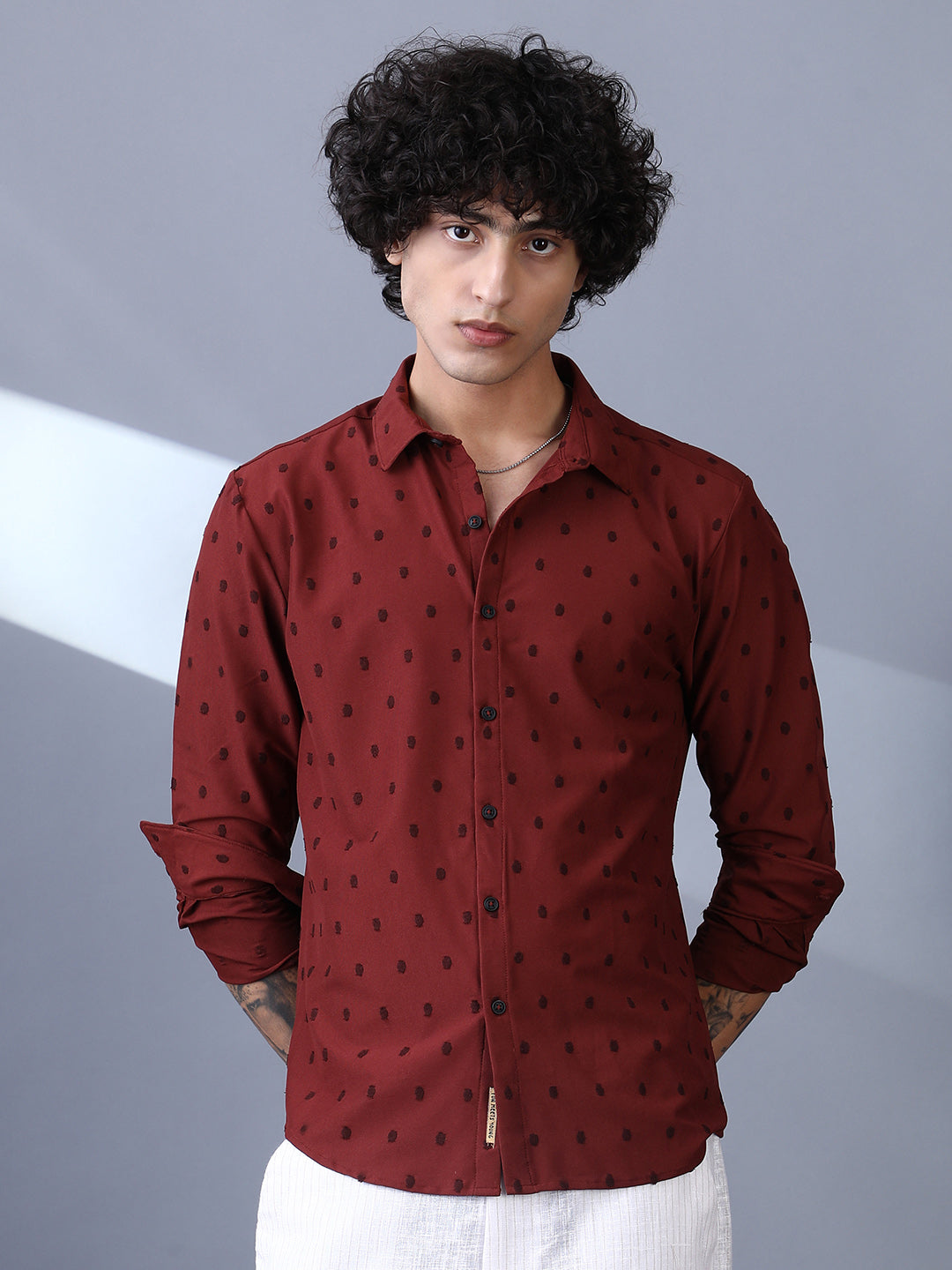 Campus Sutra Polka-Tactile Shirt