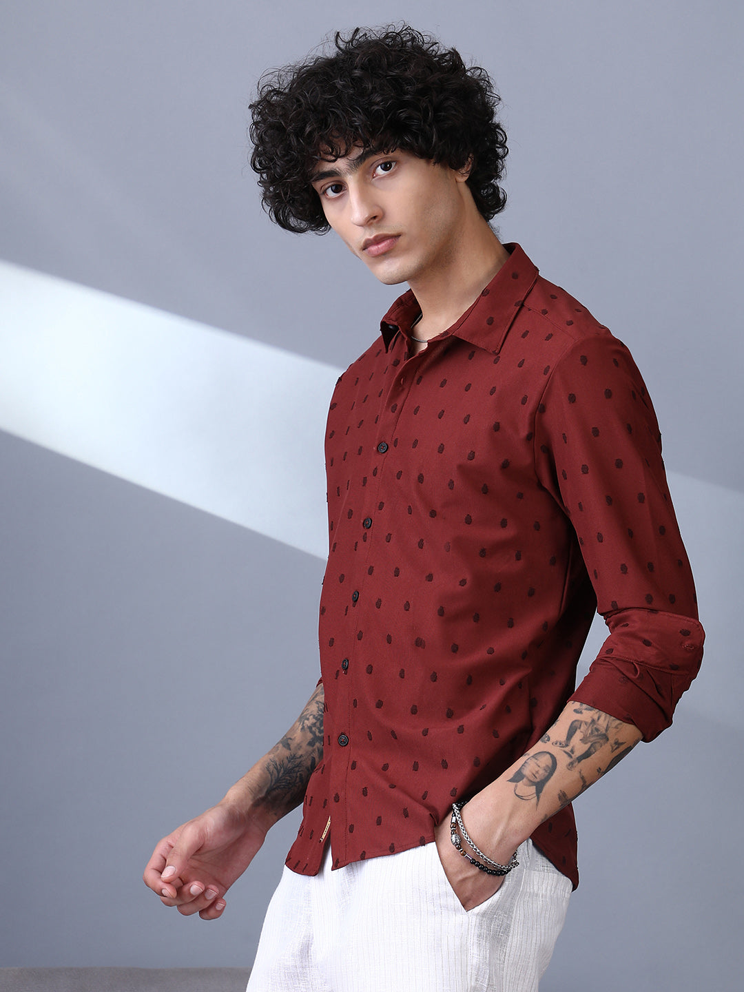 Campus Sutra Polka-Tactile Shirt
