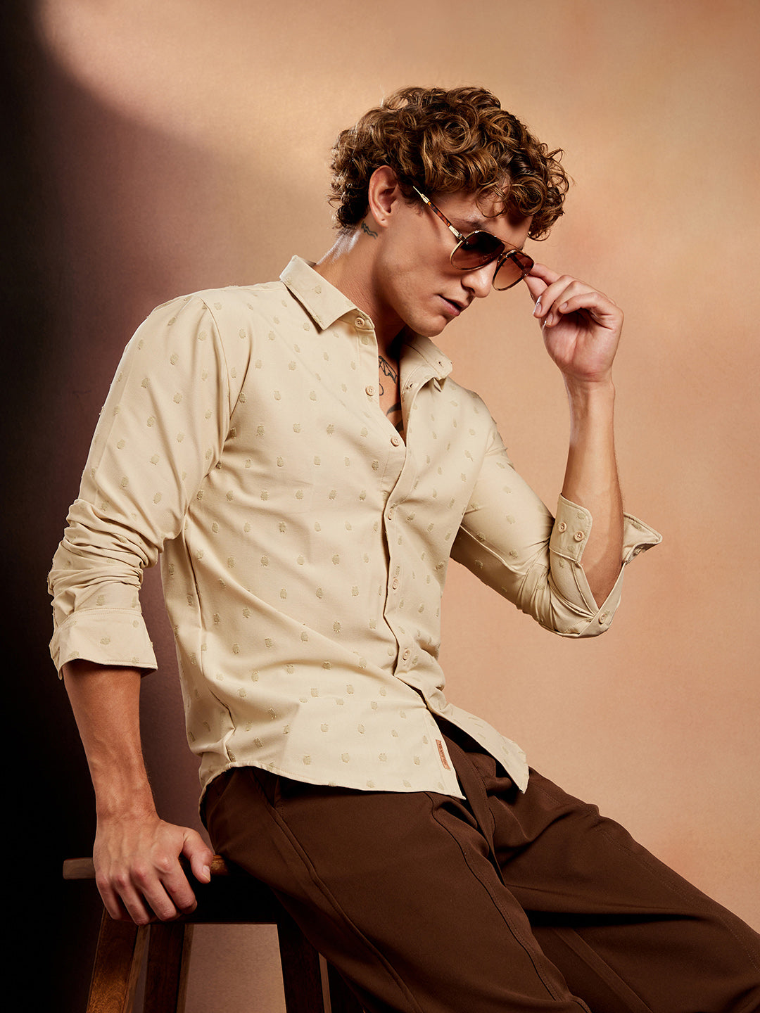 Campus Sutra Polka-Tactile Shirt