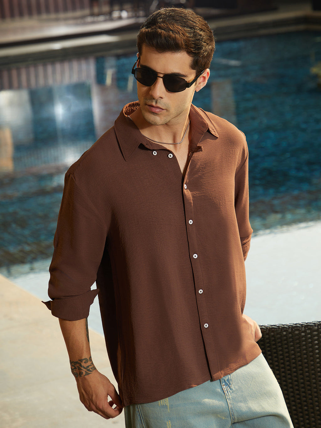 Campus Sutra Breezy Wrinked Shirt