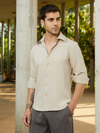 Campus Sutra Grid-Textured Shirt