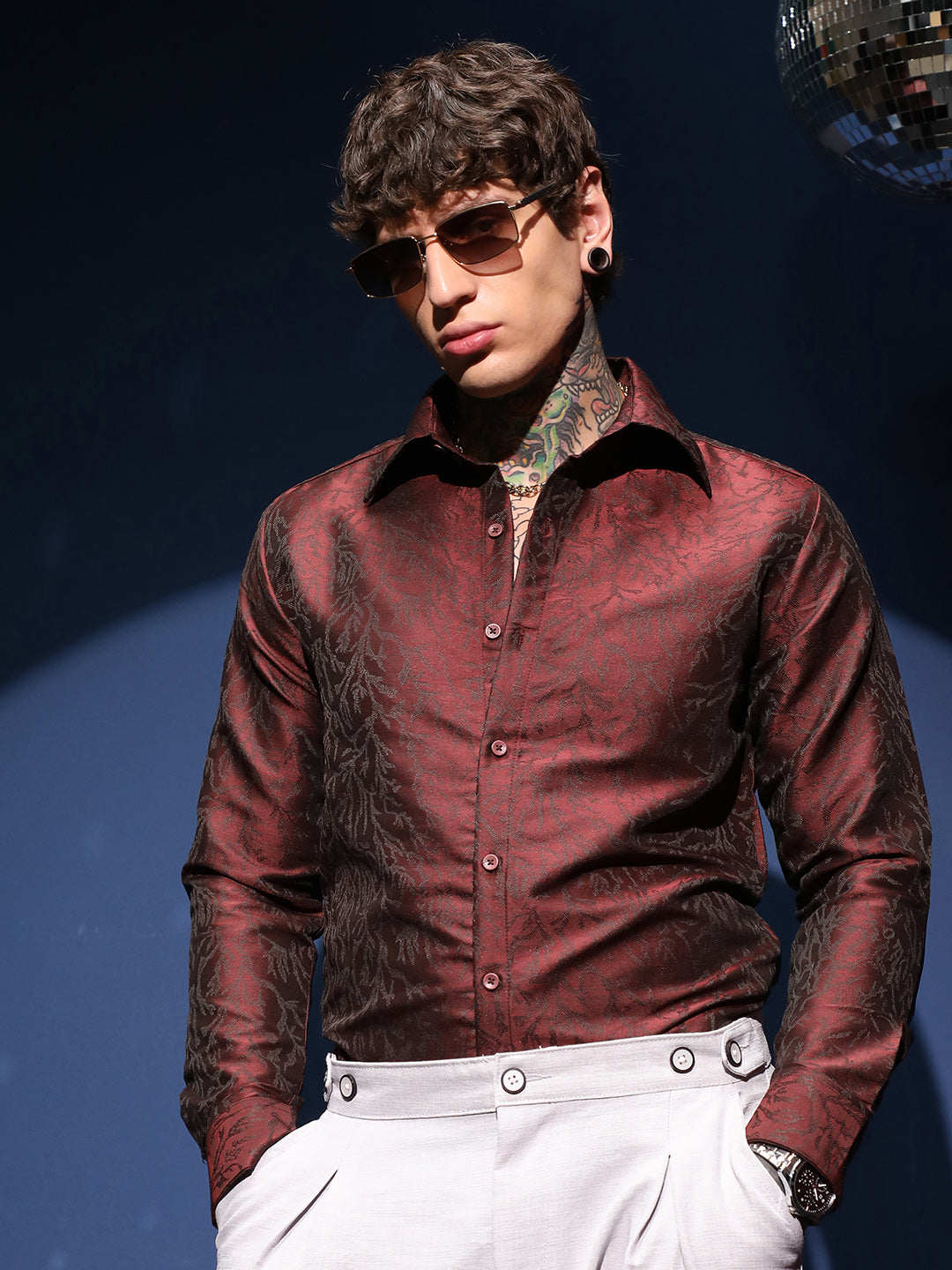 Campus Sutra Foliage-Woven Shirt