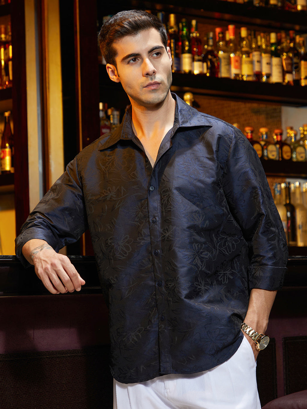 Campus Sutra Flora-Woven Shirt