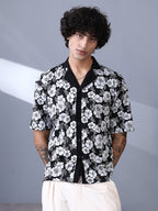Campus Sutra Bloom-Imprint Cuban-Polo Shirt