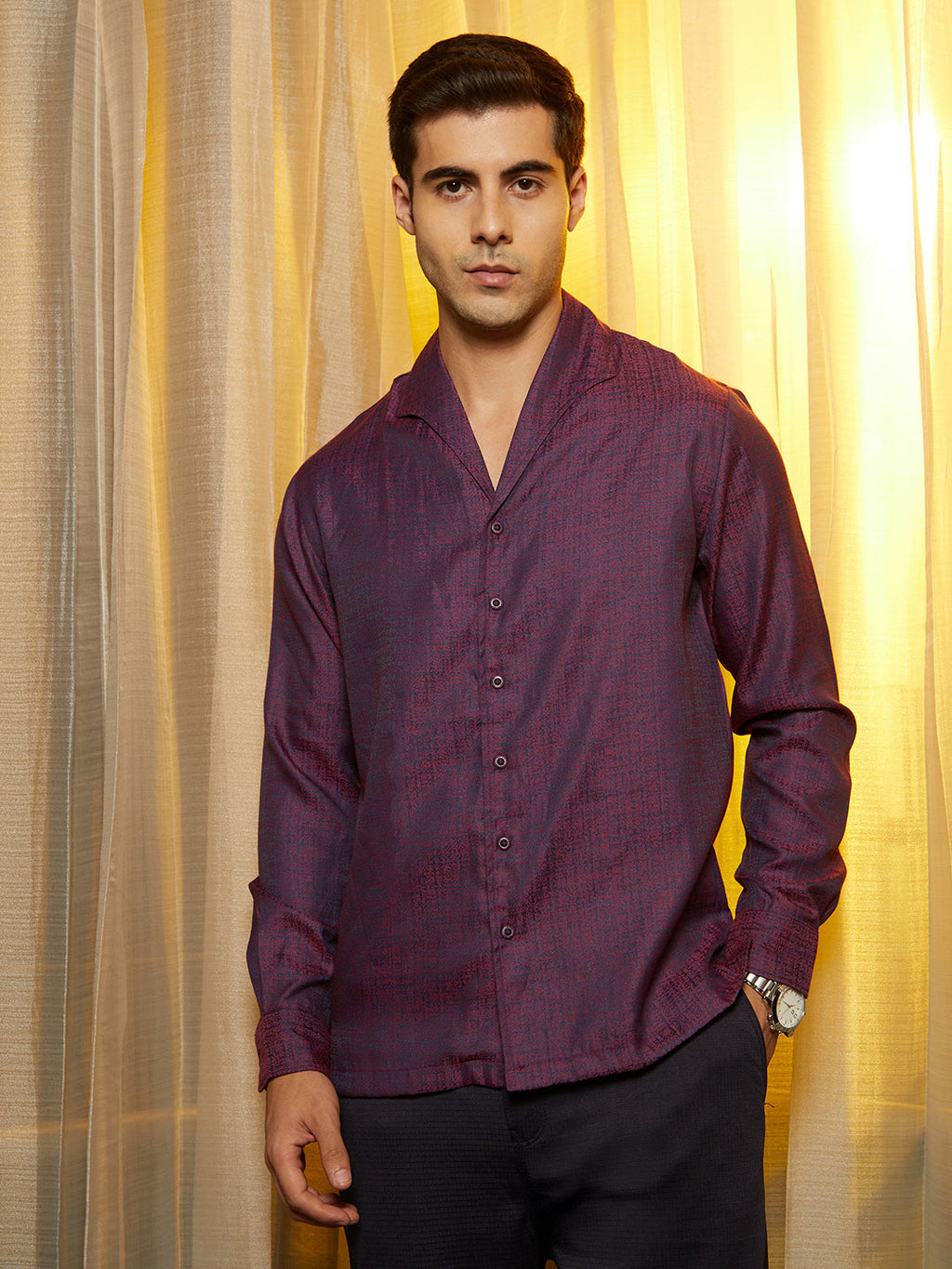 Campus Sutra Distortion-Texture Shirt