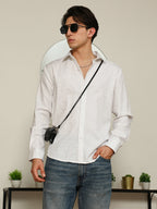Campus Sutra White Paisley Self-Design Slim Fit Shirt For Men