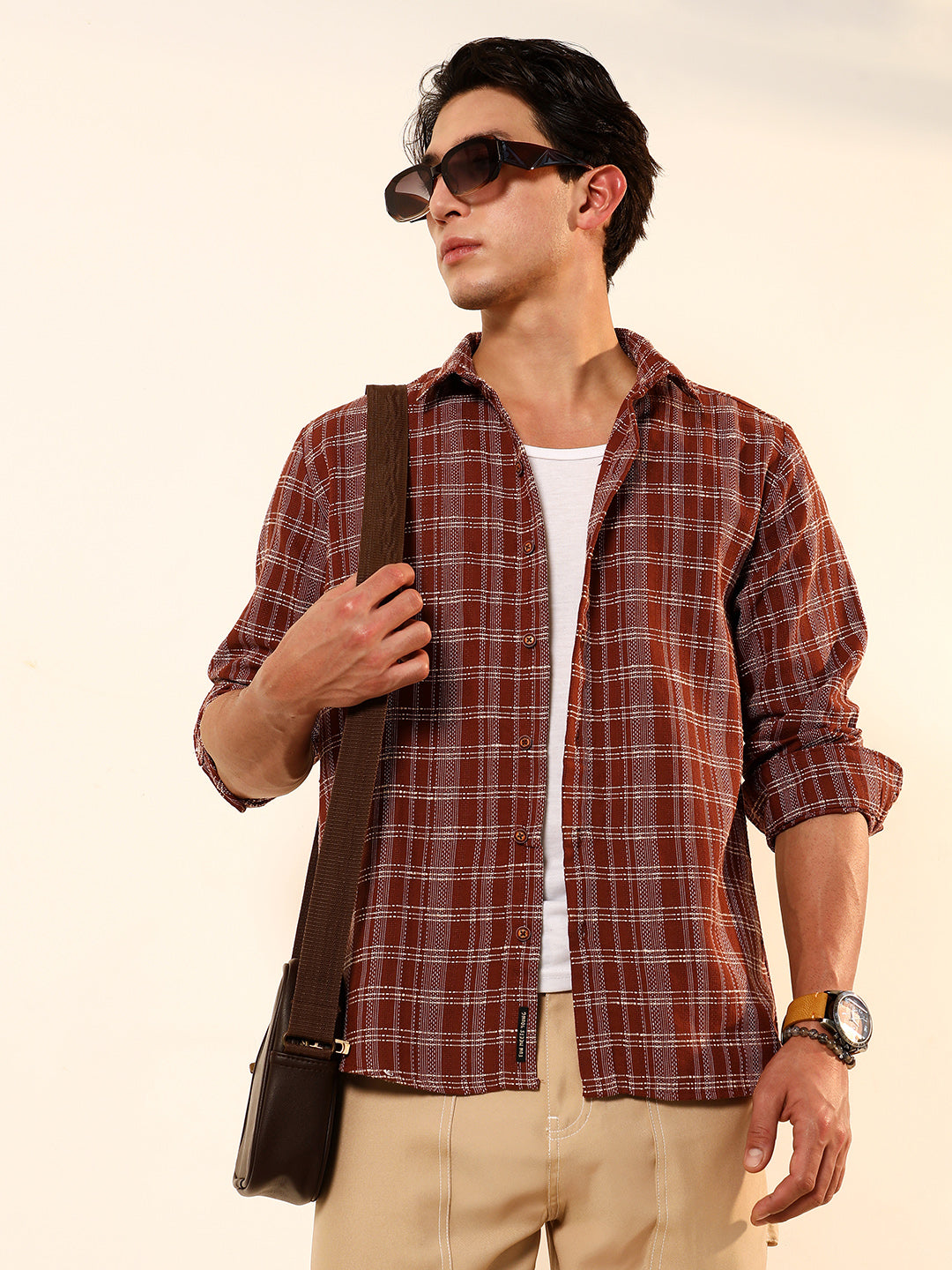 Campus Sutra Woven Static-Plaid Shirt