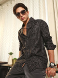 Campus Sutra Splatter-Jacquard Shirt