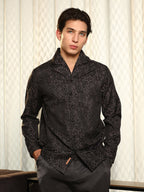 Campus Sutra Splatter-Jacquard Shirt