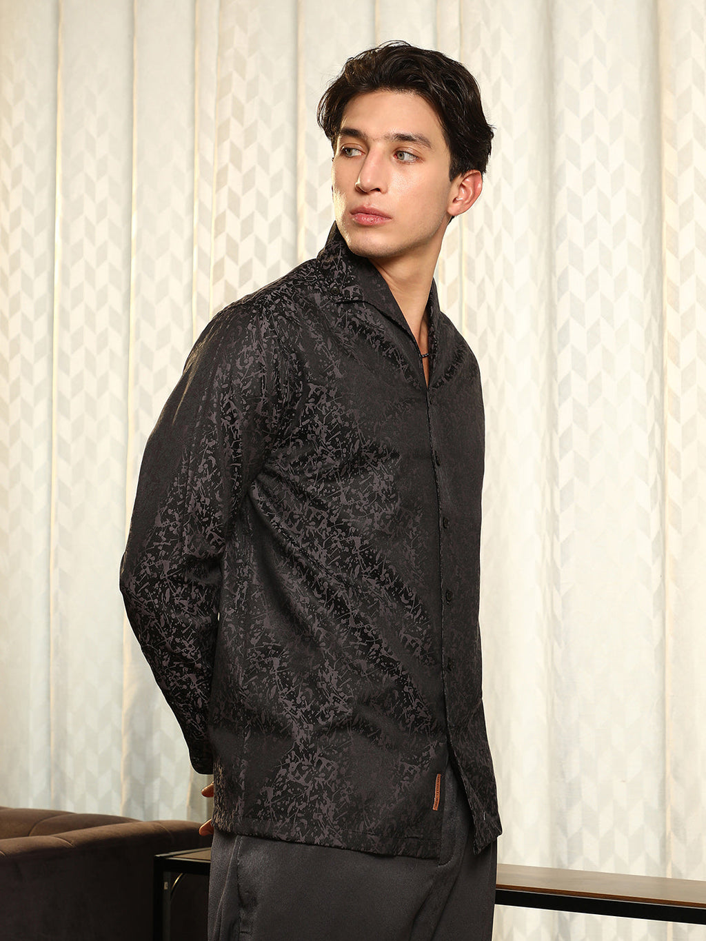 Campus Sutra Splatter-Jacquard Shirt