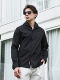 Campus Sutra Black Floral Self Design Full Sleeve Shirt