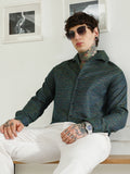 Campus Sutra Textured Cotton Blend Slim Fit Shirt
