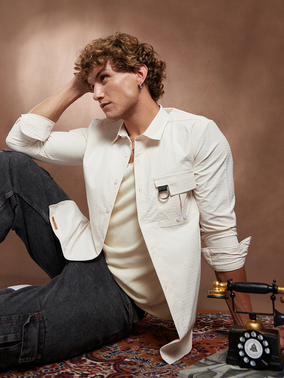 Campus Sutra Grid-Utility Shirt