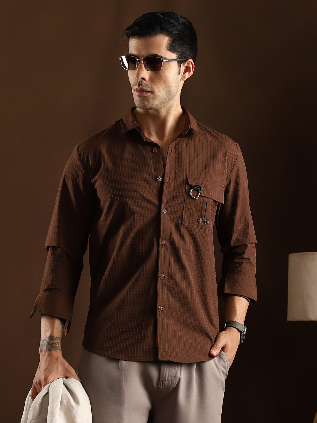 Campus Sutra Grid-Utility Shirt