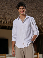 Campus Sutra Rope-Stripe Jacquard Shirt