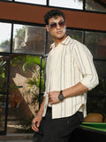 Campus Sutra Shadow-Stripe Jacquard Shirt