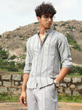 Campus Sutra Geo-Stripe Jacquard Shirt