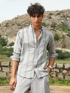 Campus Sutra Geo-Stripe Jacquard Shirt