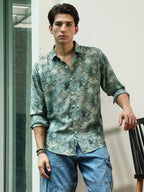 Campus Sutra Green Floral Print Full Sleeve Shirt