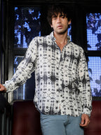 Campus Sutra Button-Down Geometric-Dye Shirt
