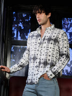 Campus Sutra Button-Down Geometric-Dye Shirt