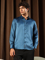 Campus Sutra Solid-Satin Regular Shirt