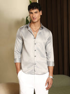 Campus Sutra Solid-Satin Regular Shirt
