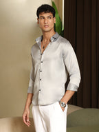 Campus Sutra Solid-Satin Regular Shirt
