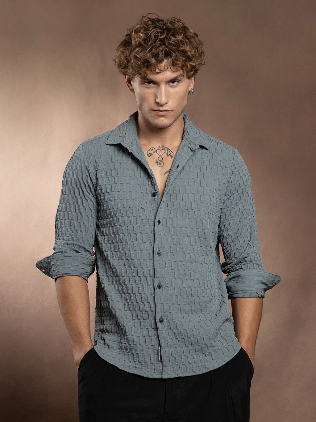 Campus Sutra Obelisk -Tactile Shirt