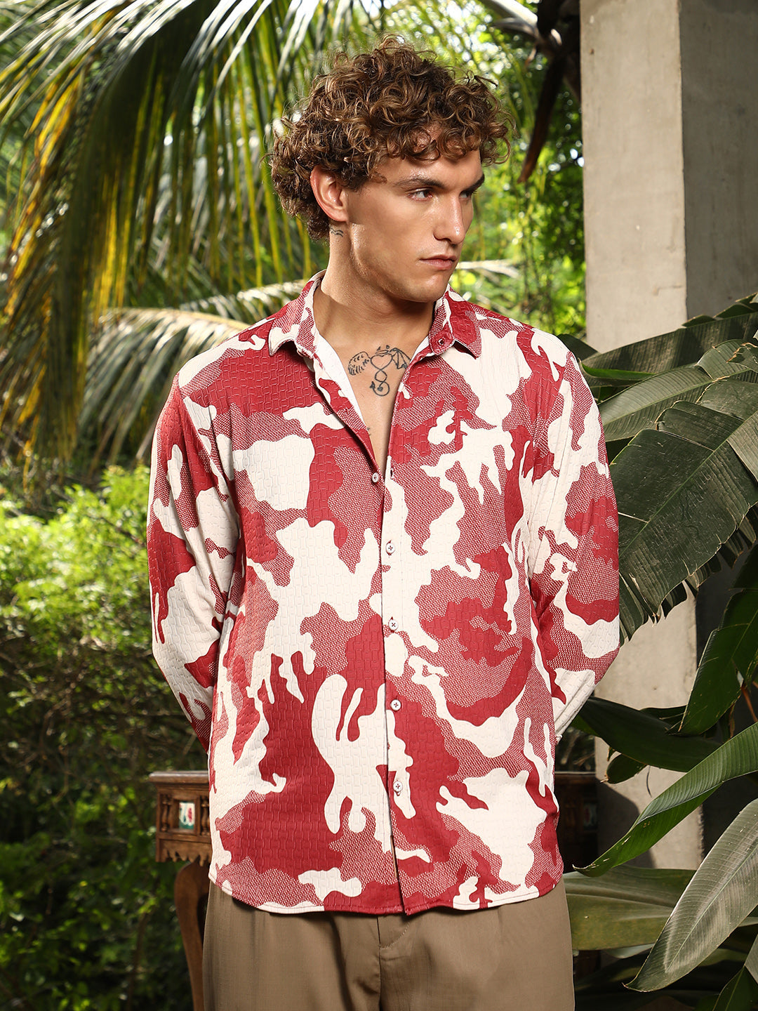 Campus Sutra Camou-Tactile Shirt