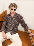Campus Sutra Geometric Pattern Cotton Blend Full Sleeve Shirt