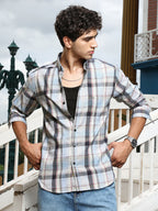 Campus Sutra Brushing-Plaid Regular Shirt