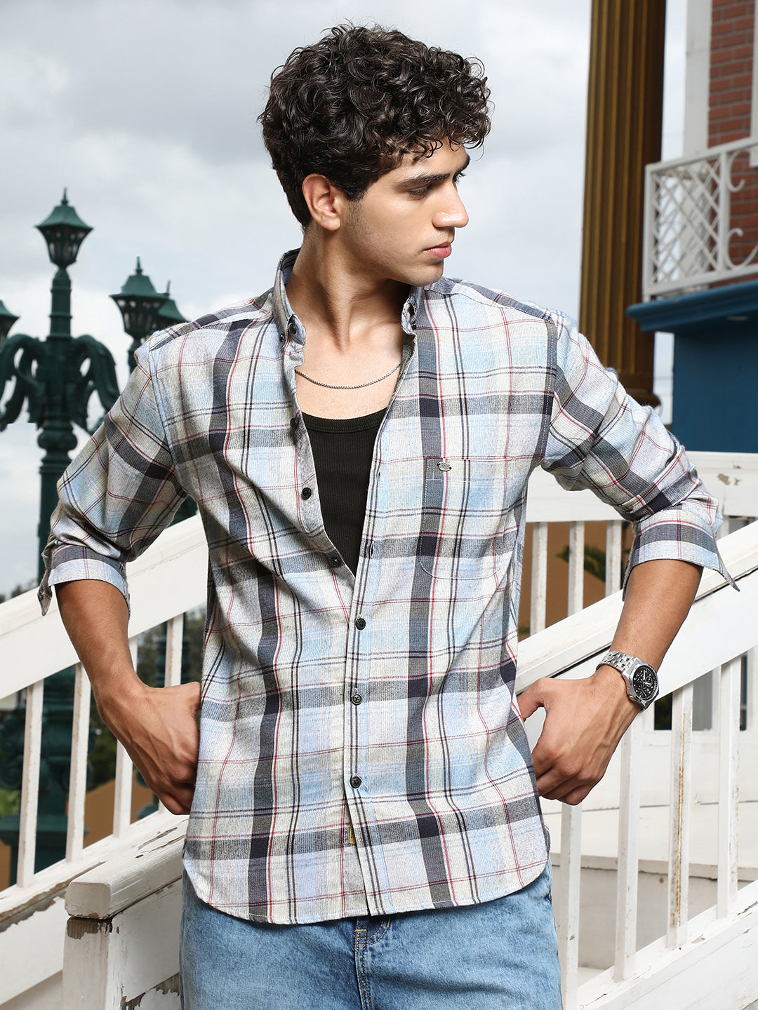 Campus Sutra Brushing-Plaid Regular Shirt