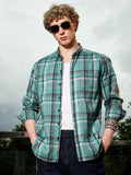 Campus Sutra Green Plaid Tailored Fit Full Sleeve Shirt