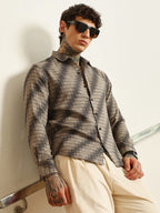 Campus Sutra Diagonal Check Slim Fit Shirt - Cotton Polyester Blend
